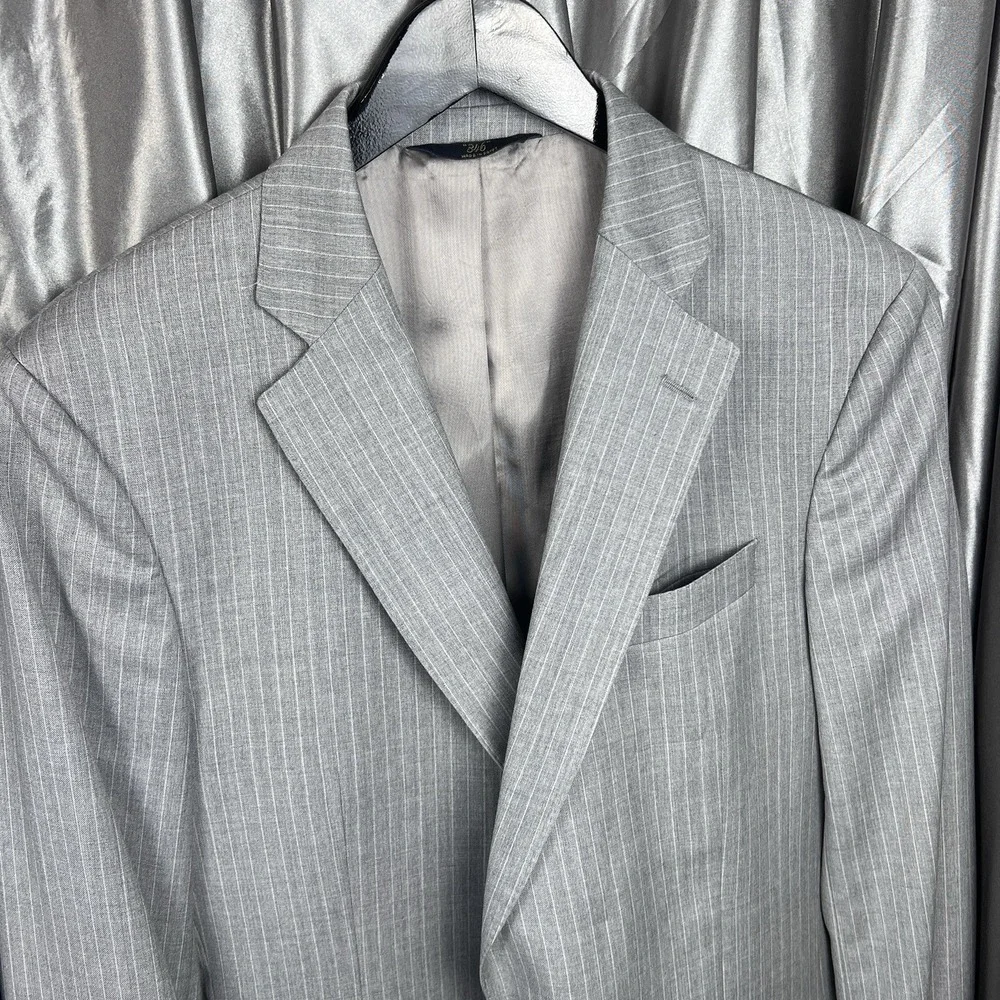Brooks Brothers Regent Fit 41L Men's Coat Jacket Gray Stripe Tollegno 1900 Italy